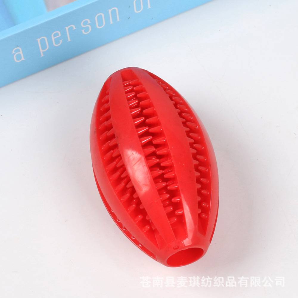 TEMU dog toy pet bite the football rugby, grinding grinding tooth puzzle TPR rubber leaky food pet supplies