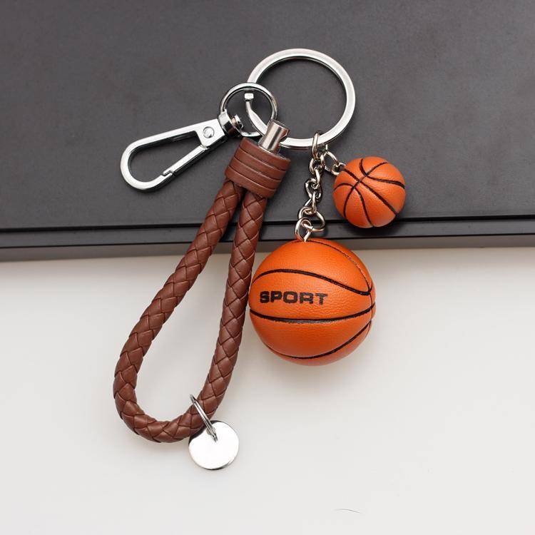 Orange large and small blue ball band characters+leather rope hook