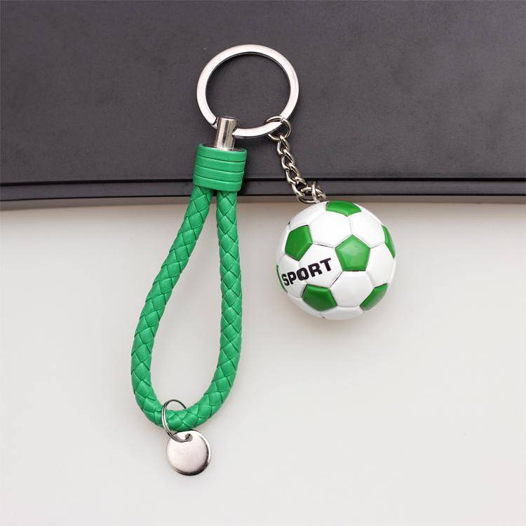 Green and white balls+leather rope