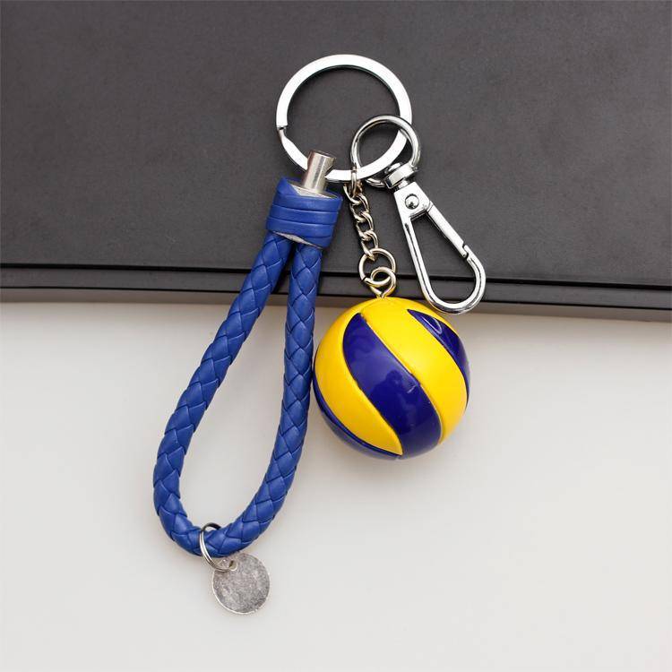 Deep blue volleyball+leather rope hook