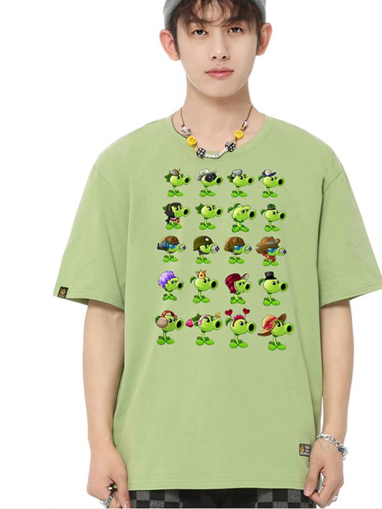 Plants vs. Zombie Short -sleeved T -shirt Boy Great Boys Pea Sagittarius Rugby Zombie Summer Summer clothes Boy