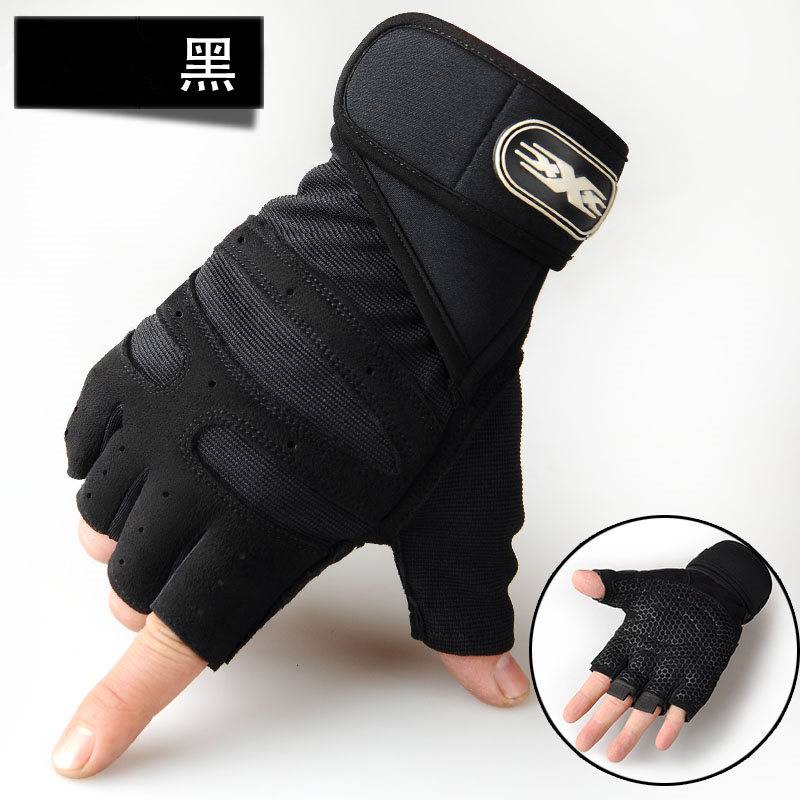 Fitness half finger black gloves black