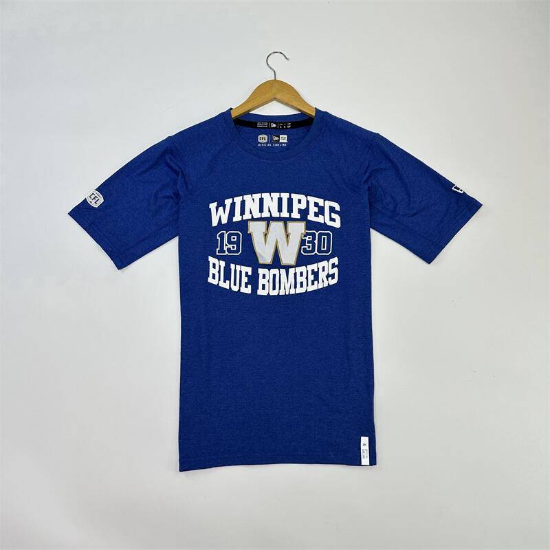 Canadian rugby CFL round neck speed dry short -sleeved T -shirt embroidered logo large size loose polyester ammonia elastic half -sleeved