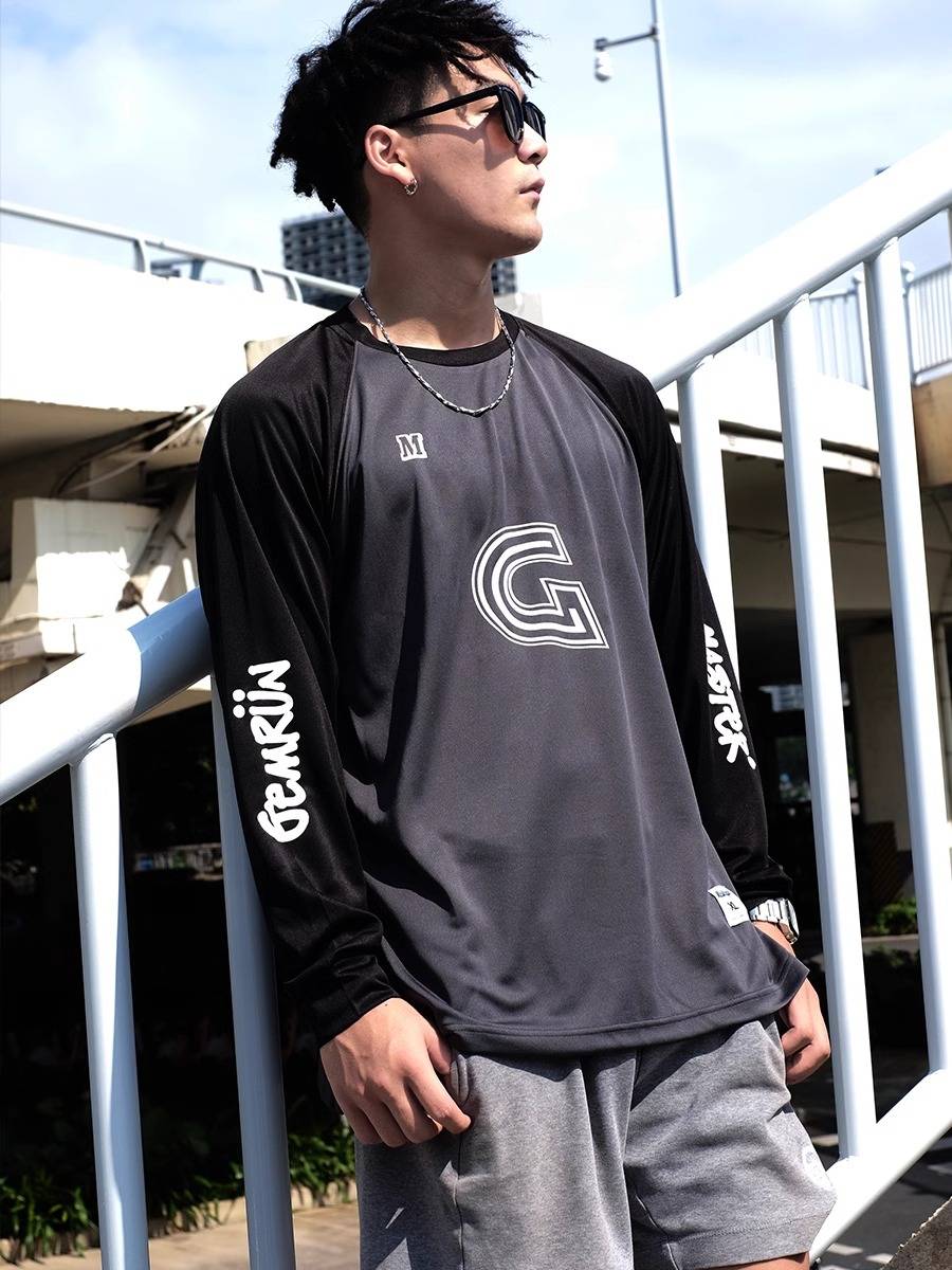 Gemrun joint sports long -sleeved speed dry clothing flying disk for boys long -sleeved T -shirt suck sweat rugby uniforms