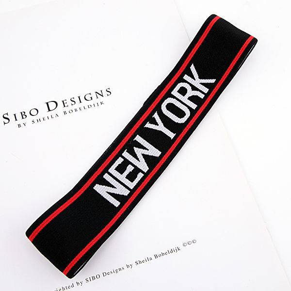 Black background and white character New York English version