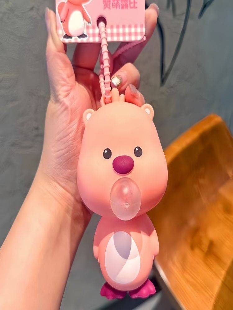 loopy deer vomiting bubble pinching music keychain doll cartoon school bag pendant spit bubble decompressing toys