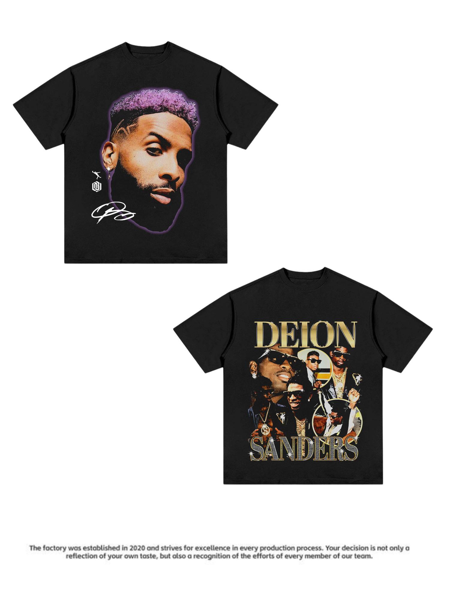 New Summer Rugby OBJ short -sleeved NFL star figure printing T -shirt American retro pure cotton top vintage