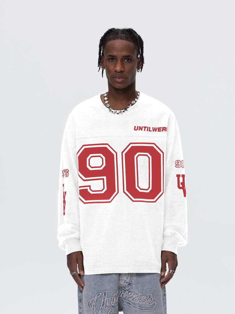 UNTILWERICH American retro 90 ice hockey clothing men's wave rugby uniform long -sleeved T -shirt sports jersey