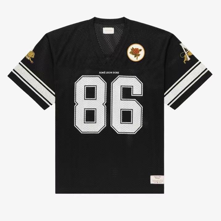 Aime Leon Dore Football Jersey American Rugby Wait Permanent Embroidery V -line neck short sleeves