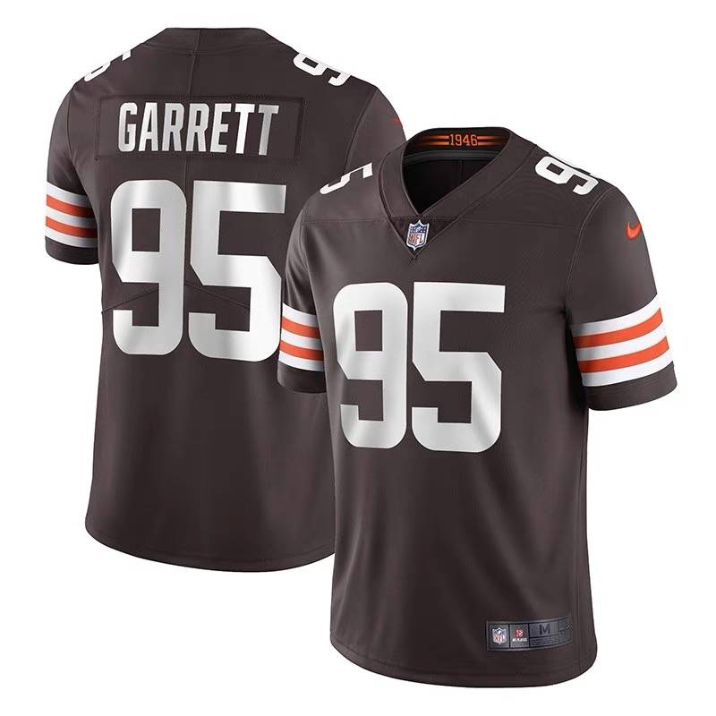 NFL Brown Jersey Browns 95# Garrett 4# 24# American hip -hop rugby clothing short sleeves