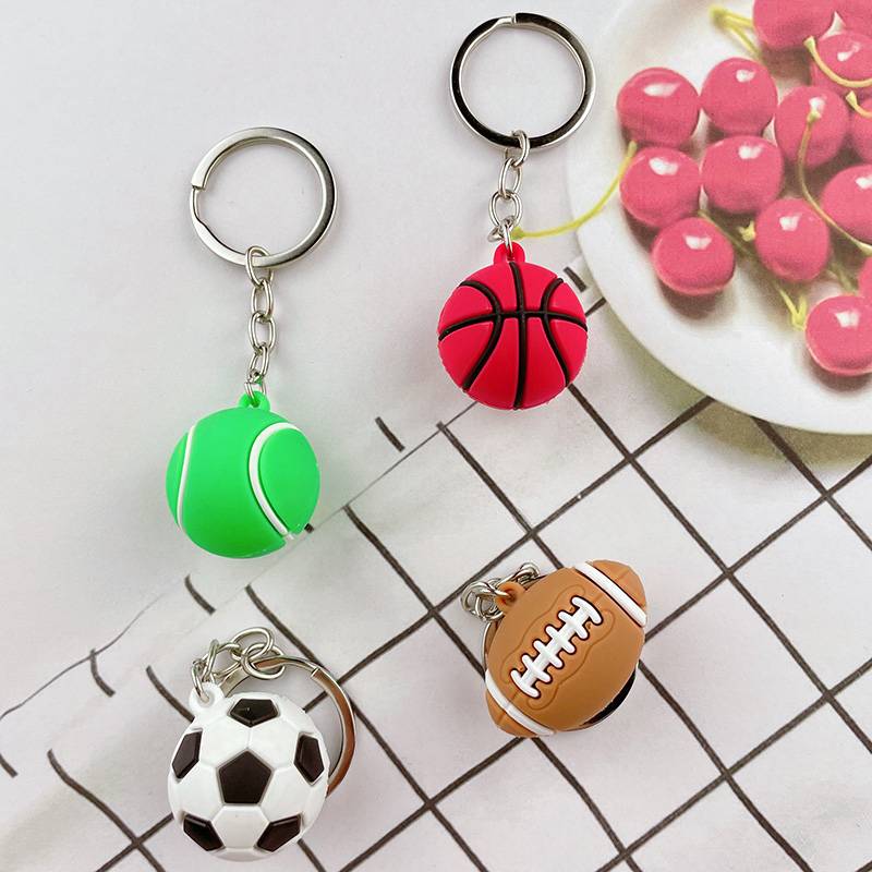 New mini -soft glue blue ball football keychain simulation sports supplies rugby tennis pendant gift gift