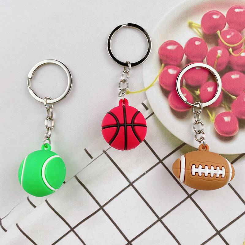 New mini -soft glue blue ball football keychain simulation sports supplies rugby tennis pendant gift gift