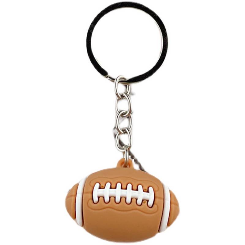 New mini -soft glue blue ball football keychain simulation sports supplies rugby tennis pendant gift gift