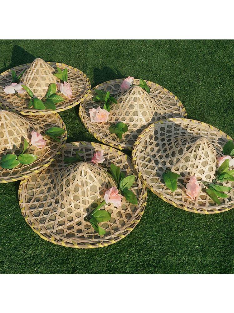 Children's Red Army Doujun Hand Handmade Bamboo Bamboo Performance Ancient Performance of the Dai Dance Prop by Performance of the Performance Straw Hat