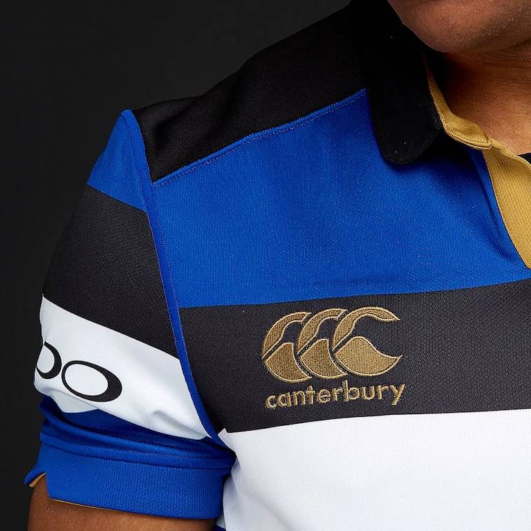 Men's blue -white black stripe three -dimensional label speed dry dry POLO jersey sports olive jersey