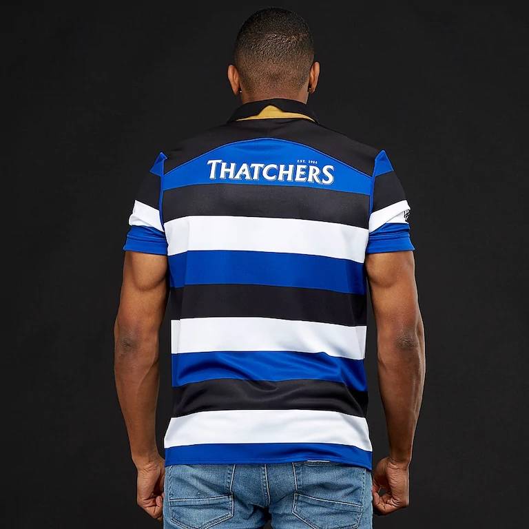 Men's blue -white black stripe three -dimensional label speed dry dry POLO jersey sports olive jersey