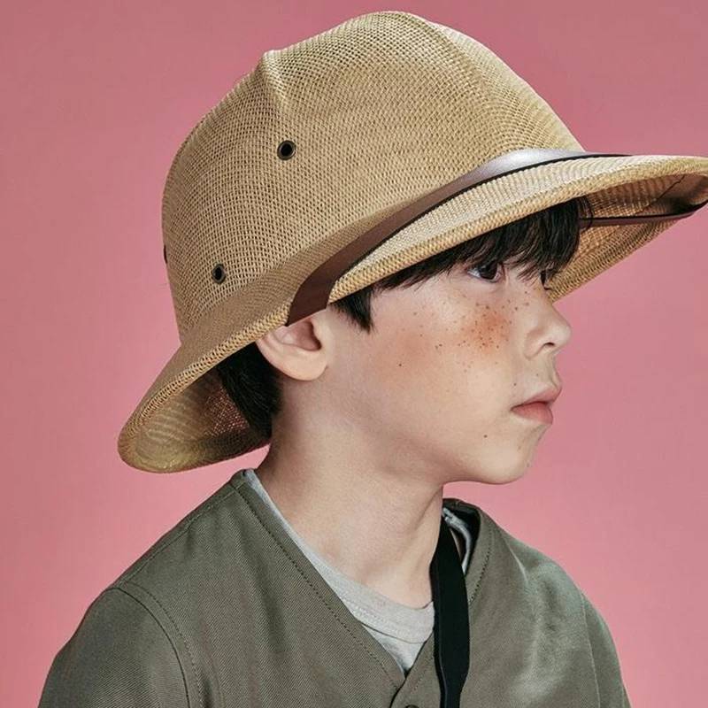 Men and women parent -child children's protective anti -collision sunscreen exploration home outdoor steel helmet Vietnamese hat safe helmet straw hat