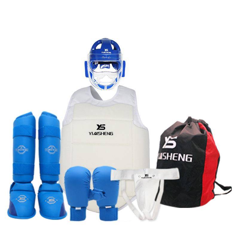 Silver karate karate protection for children and adults with a full mask for head-to-head boxing