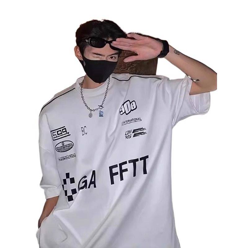 American Tibetan Blue Heavy 320g Short -sleeved Men's Baseball Ice Hockey clothing summer European and American tide brand rugby 7 seven -point sleeve T -shirt