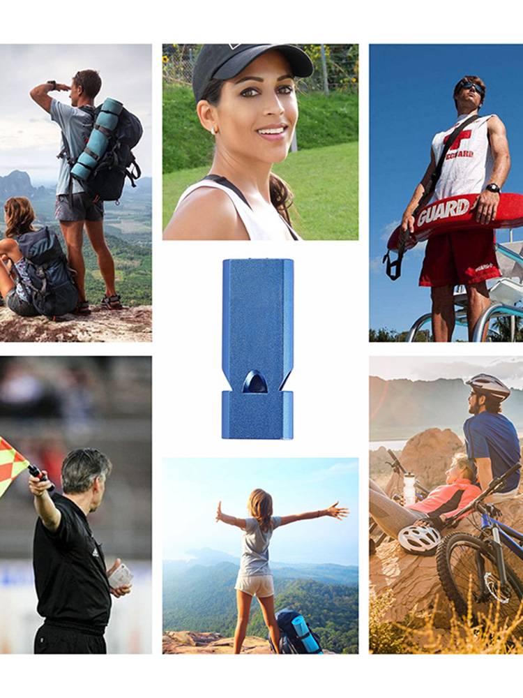 Aluminium alloy out-of-the-house life-saving emergency response is a loud three-barrel metal whistle