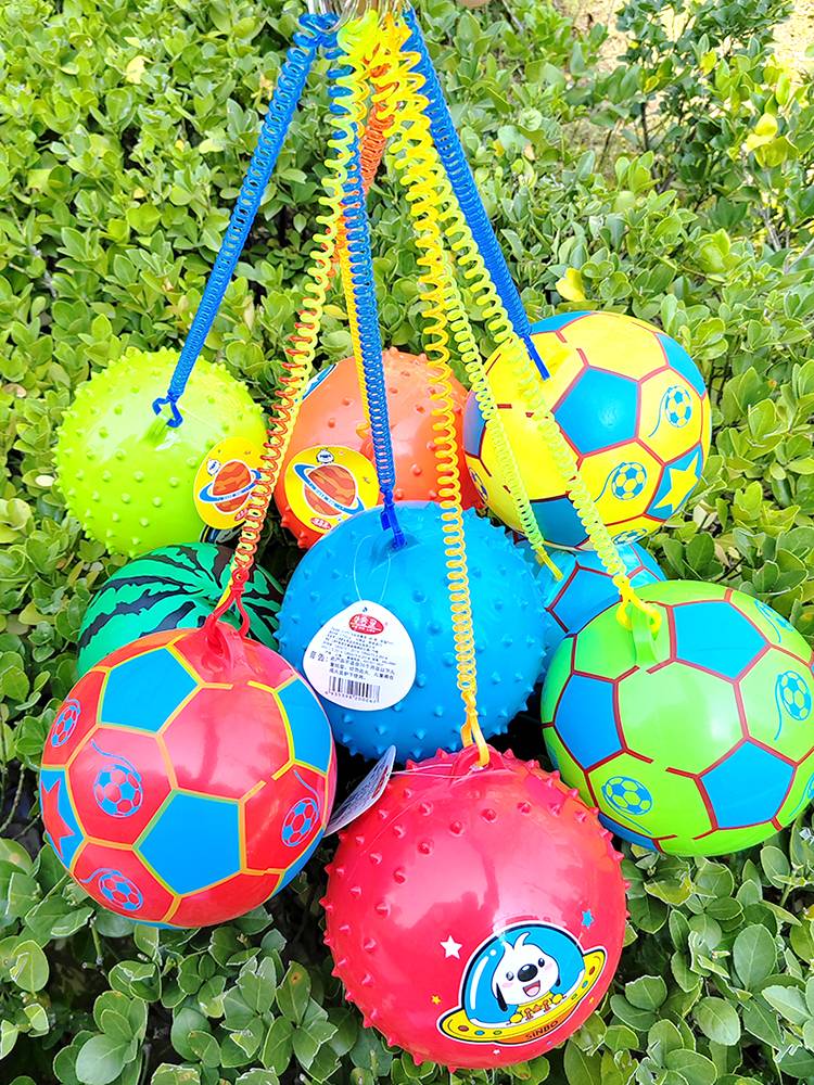 Children with pulling rope Watermelon ball kindergarten practice chain springs football baby inflatable toy red skin ball