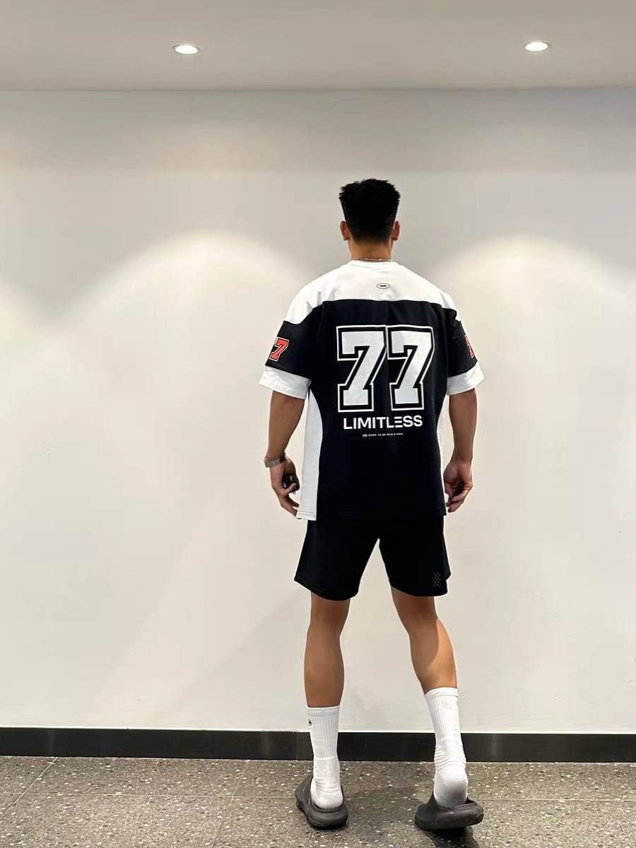 European and American style ice hockey short -sleeved T -shirt men's retro sports high street casual rugby uniform basketball hip -hop jersey shirt