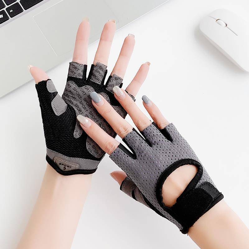 Fitness gloves women's pot bell device, one bar training wrist care training non -slip semi -finger male movement to prevent cocoon badminton badminton badminton