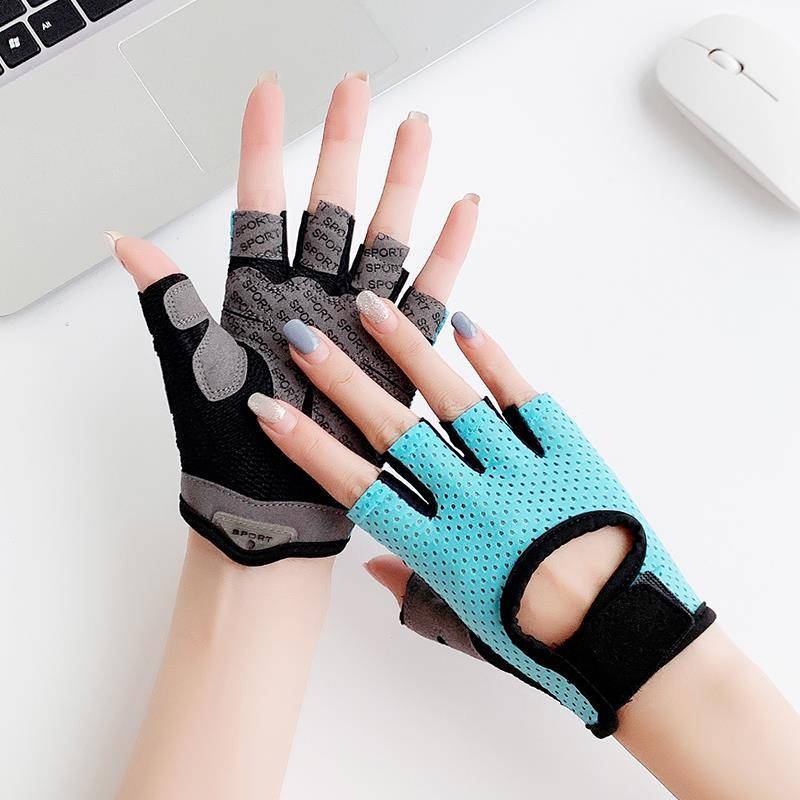 Fitness gloves women's pot bell device, one bar training wrist care training non -slip semi -finger male movement to prevent cocoon badminton badminton badminton