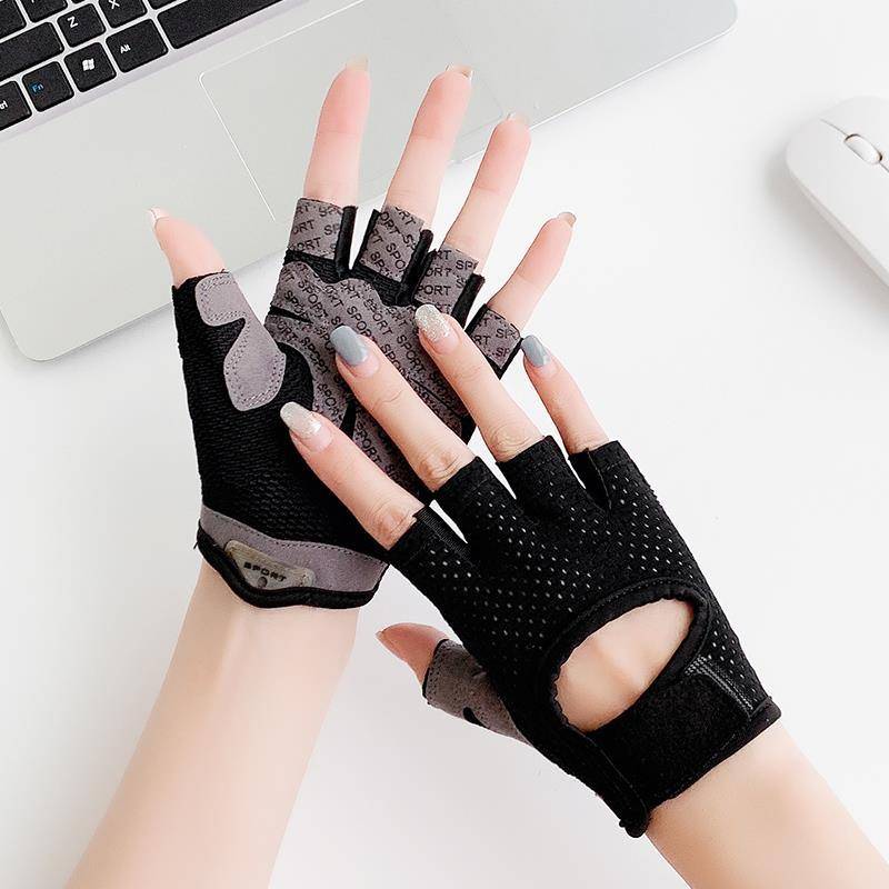 Fitness gloves women's pot bell device, one bar training wrist care training non -slip semi -finger male movement to prevent cocoon badminton badminton badminton