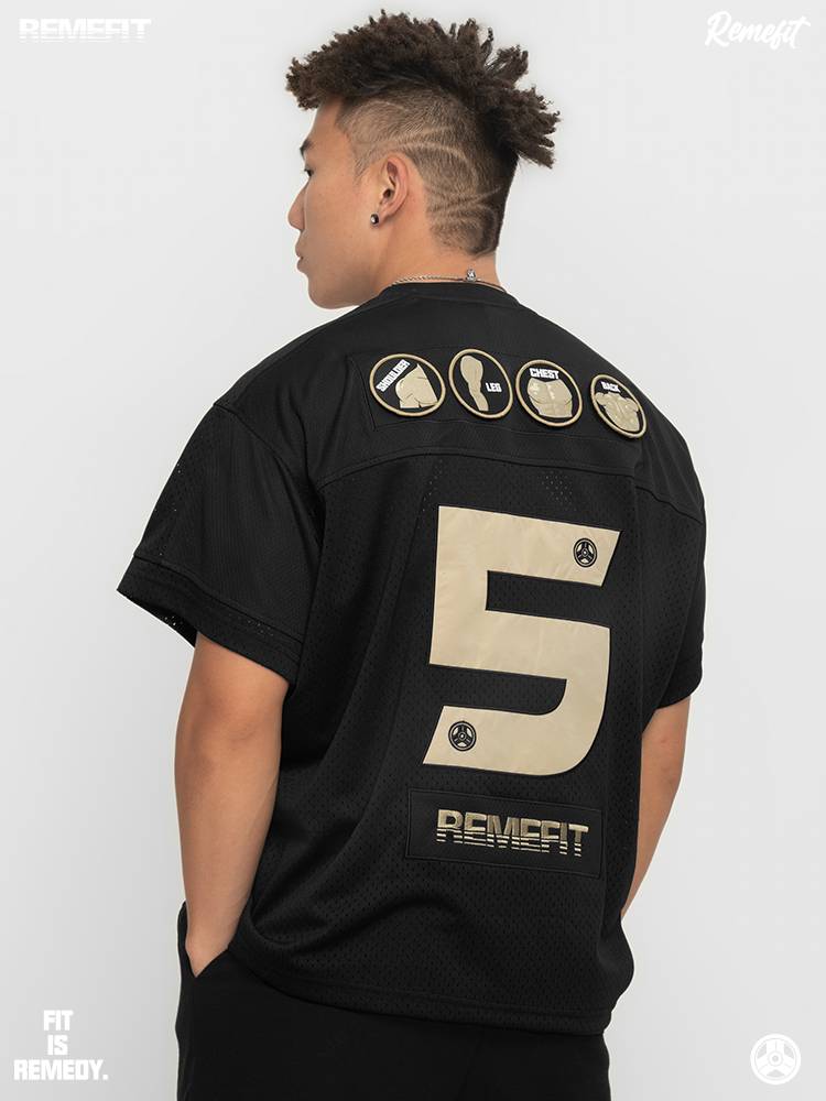Remefit 5 Dividement Training Instead of Magic Patch American Rugby Net Eyes Loose Sports Fitness Short Sleeve