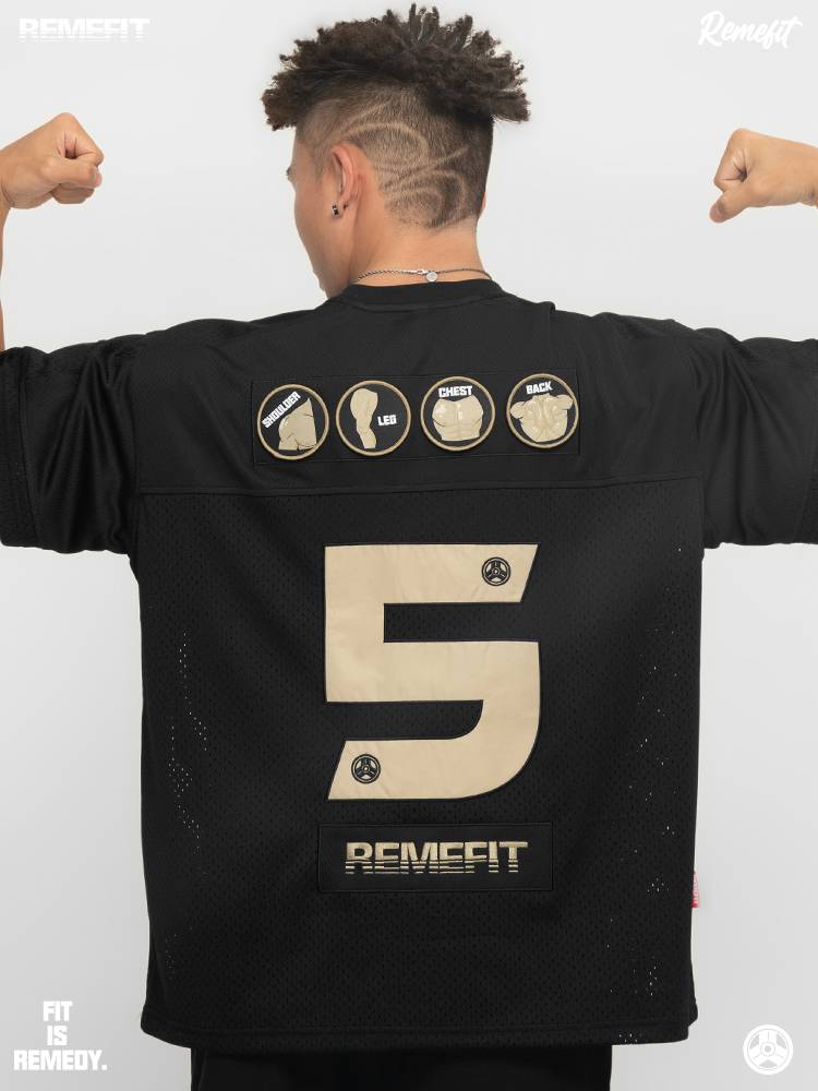 Remefit 5 Dividement Training Instead of Magic Patch American Rugby Net Eyes Loose Sports Fitness Short Sleeve