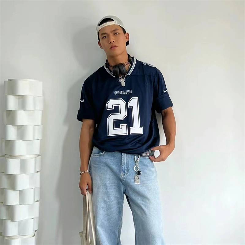 NFL Dallas Cowboys Male and Women Couple 21# Elliott olive jersey
