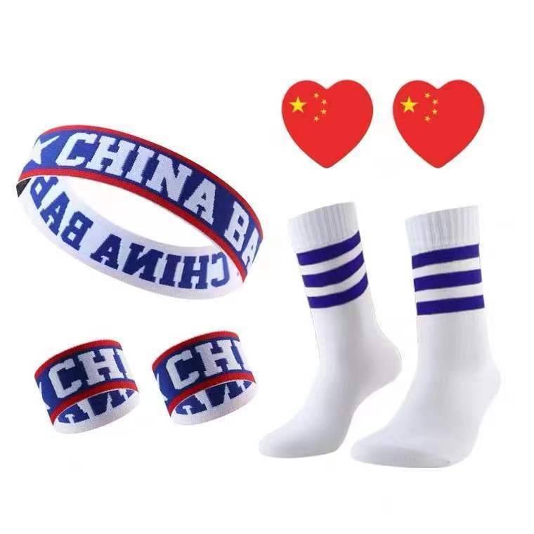 Blue hair, wrist care sticker+blue socks