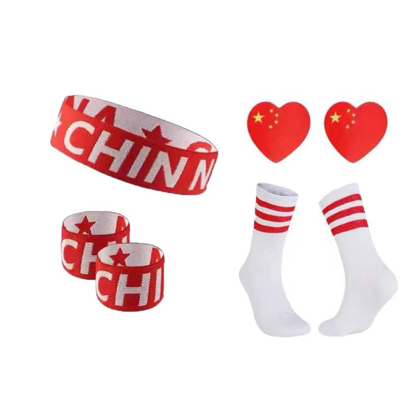 Red CHINA hair with wrist care sticker red side socks