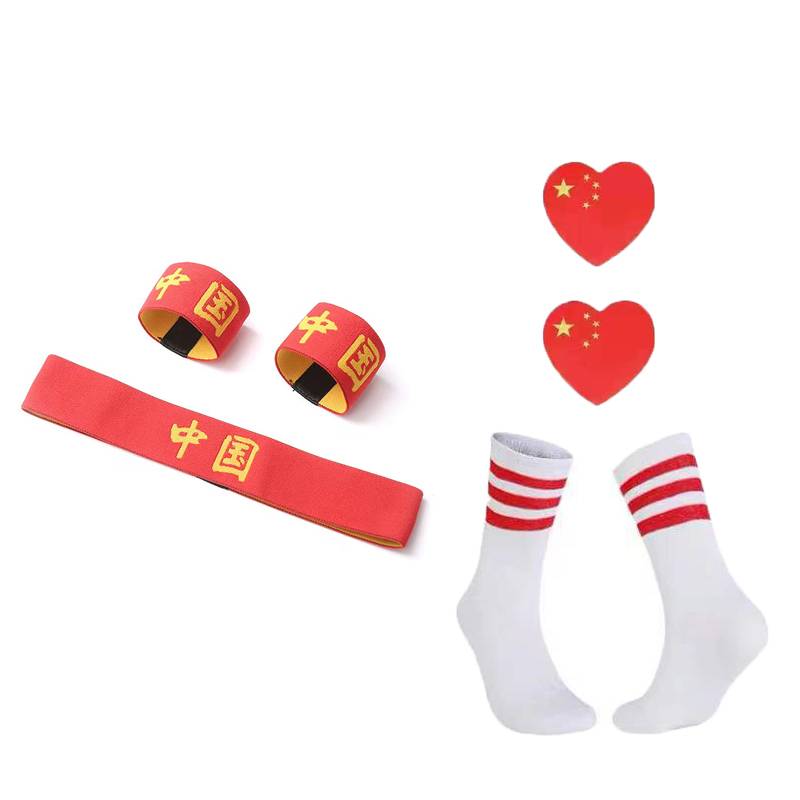 Red bottom yellow character in Chinese haircut, sticker red side socks
