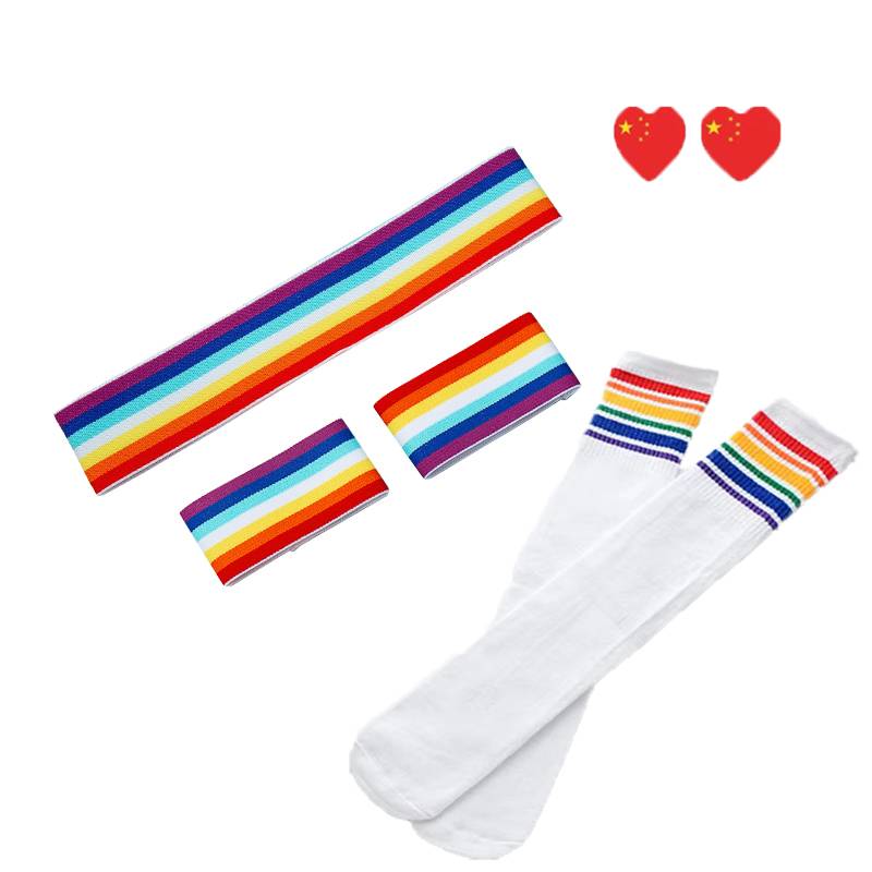 Rainbow hair with wrist care sticker+rainbow socks