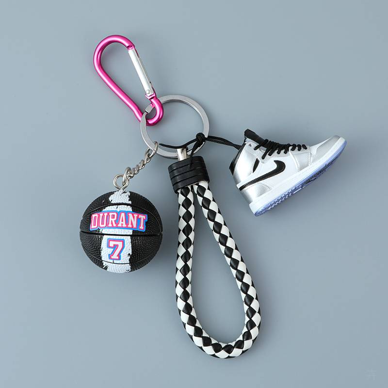 Durant basketball+black and white rope+white shoes+rose
