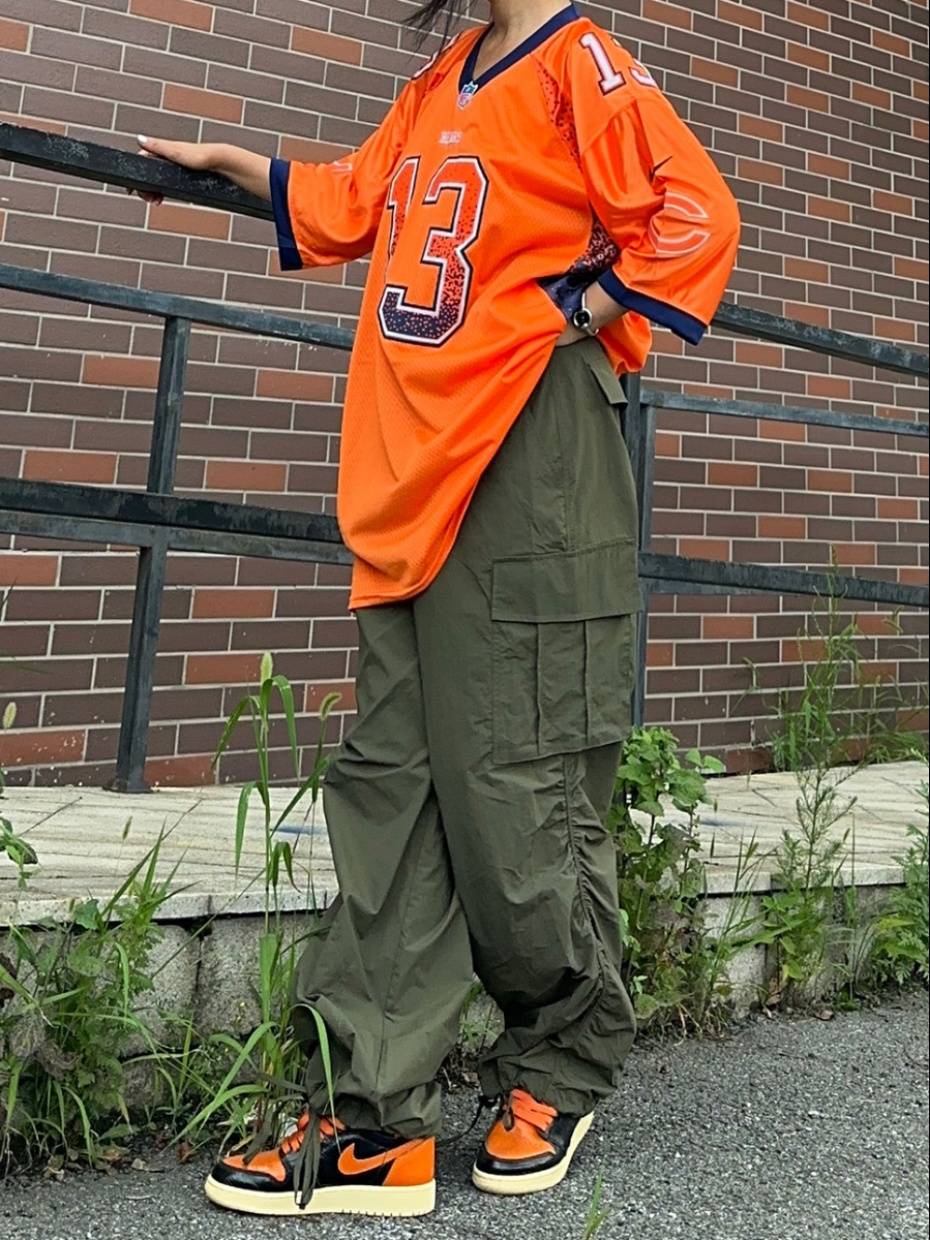 European and American street NFL orange men and women loose hip -hop super bowl of short -sleeved rugby uniform baseball hiphop