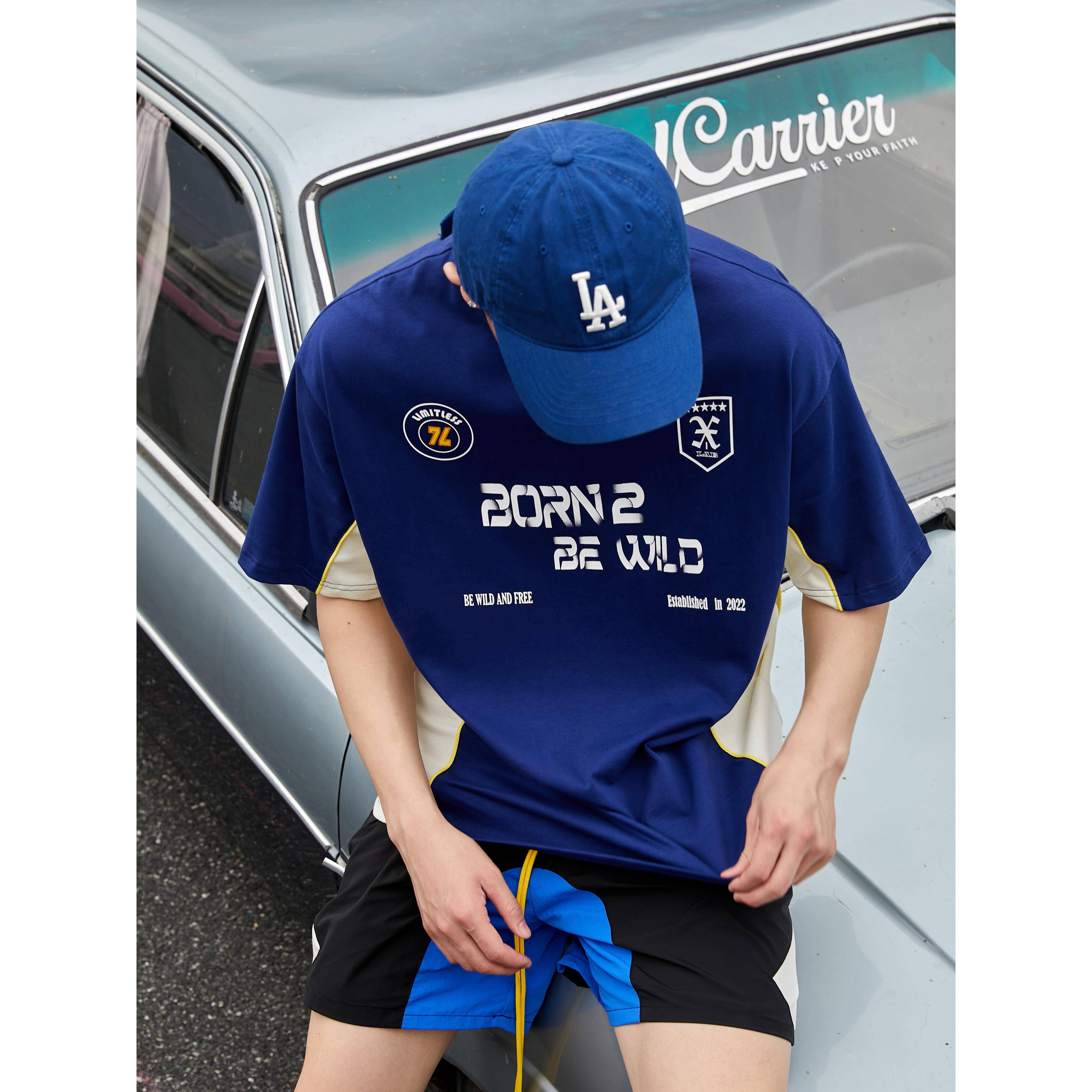 Wildx "Racing Club" football uniform T -shirt national tide pure cotton American retro olive couple short sleeves