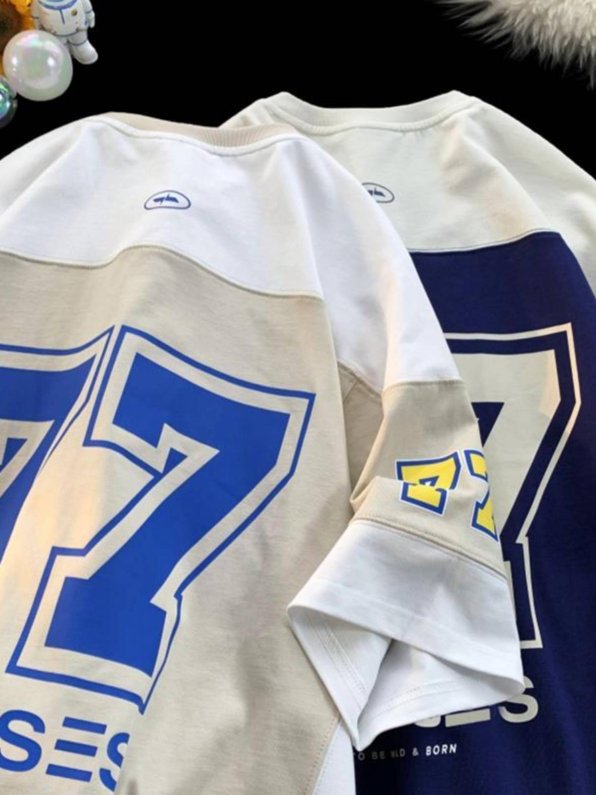 Extra 300 pounds of American Tibetan blue heavy short -sleeved male baseball ice hockey clothing summer European and American tide brand rugby T -shirts
