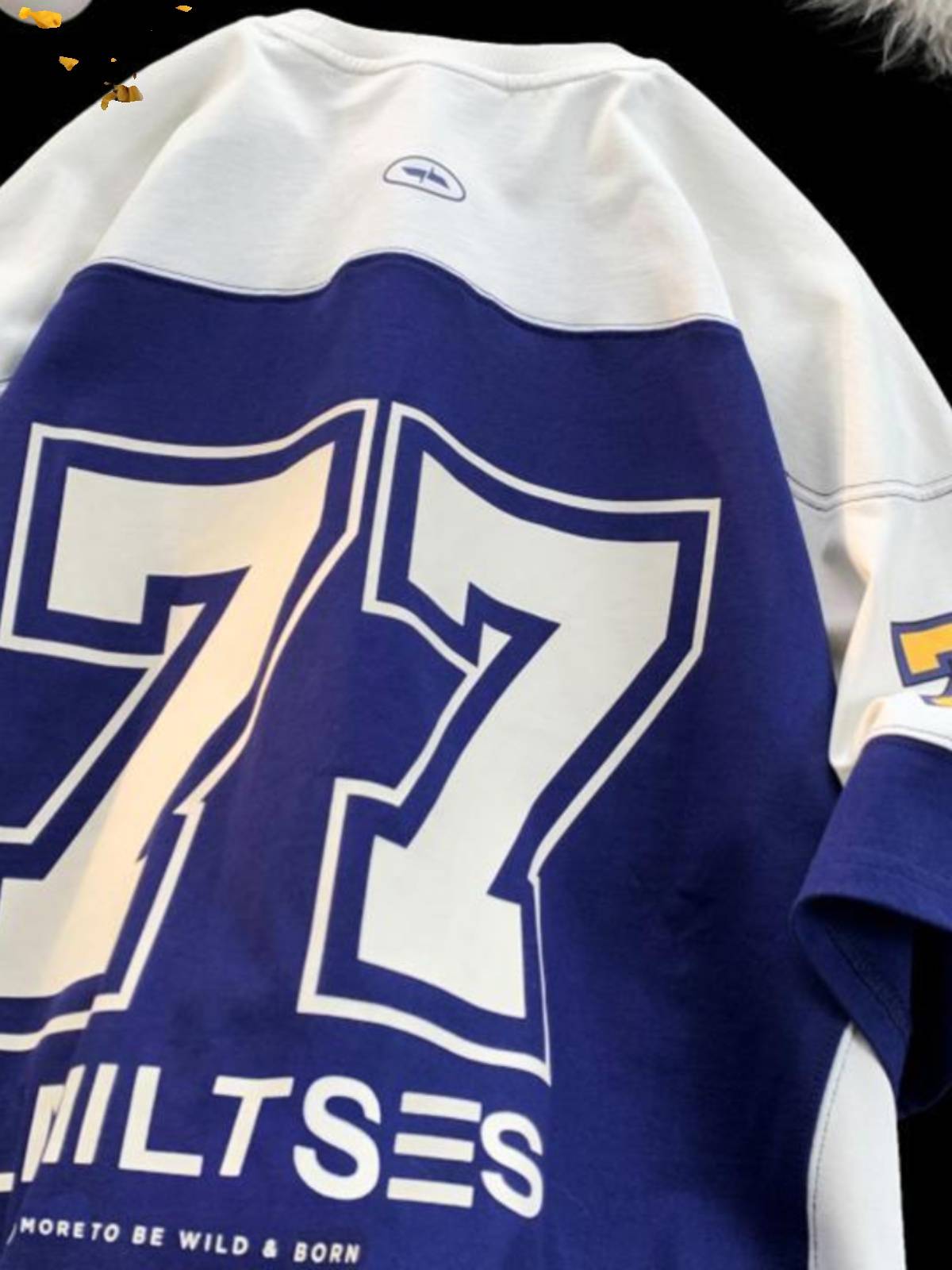 Extra 300 pounds of American Tibetan blue heavy short -sleeved male baseball ice hockey clothing summer European and American tide brand rugby T -shirts