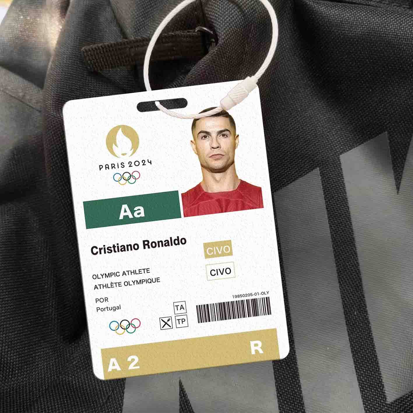 Cristiano Ronaldo+with a lanyard
