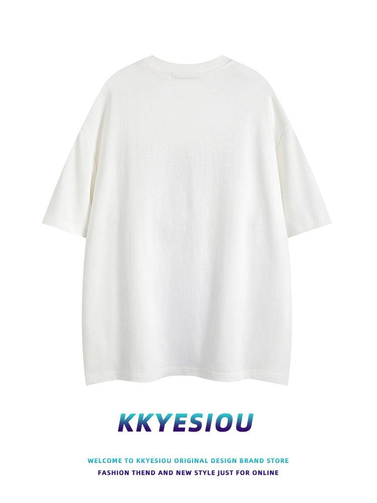 KKYESIOU American retro rugby short -sleeved T -shirt men and women oversize hip -hop INS couple tops