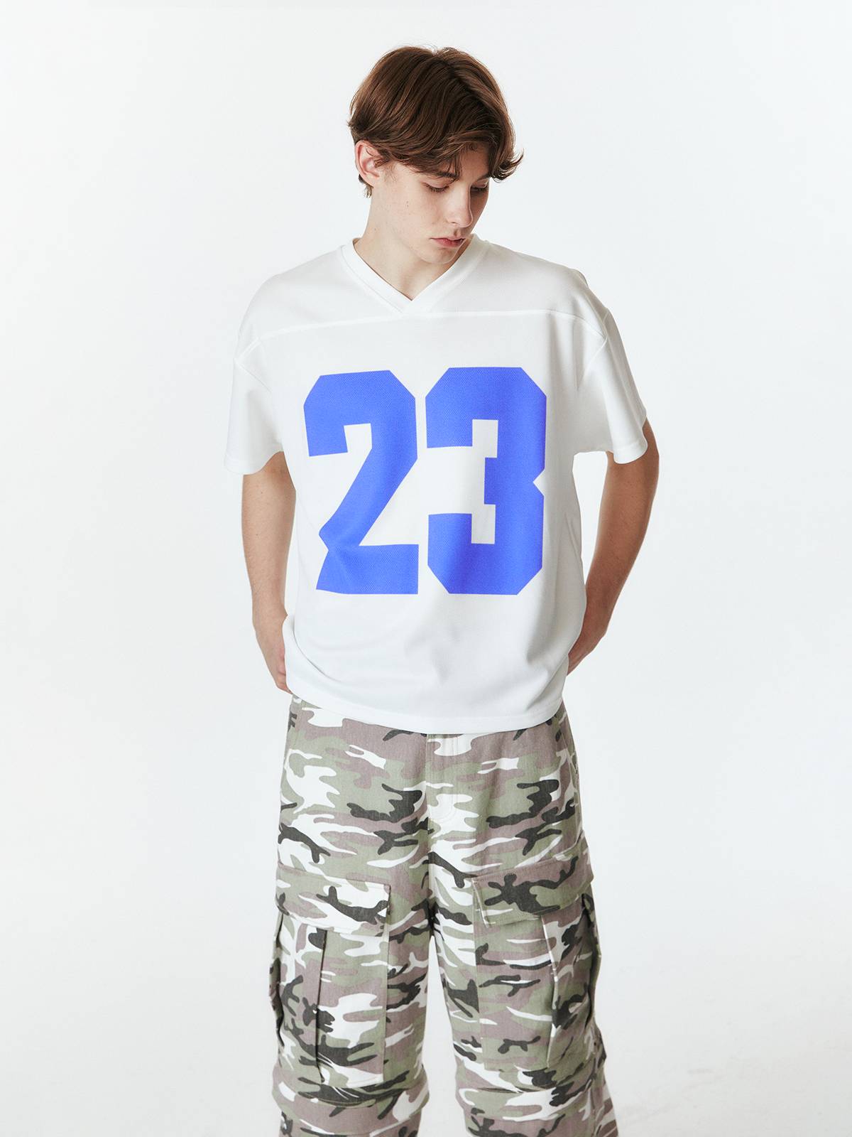 FOCUS LAB American football clothing short -sleeved short -width version No. 23 retro sports Team net eye jersey