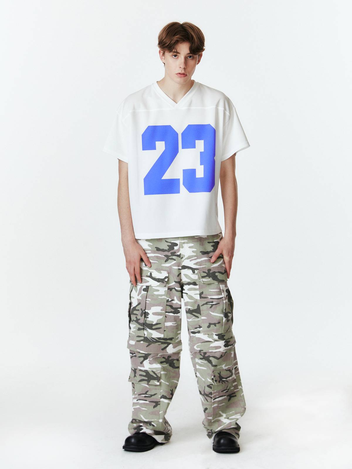 FOCUS LAB American football clothing short -sleeved short -width version No. 23 retro sports Team net eye jersey
