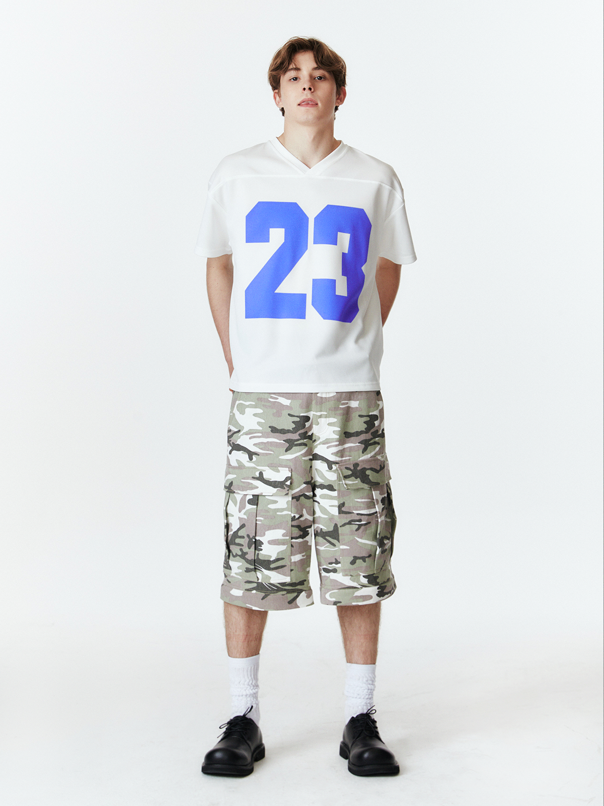 FOCUS LAB American football clothing short -sleeved short -width version No. 23 retro sports Team net eye jersey