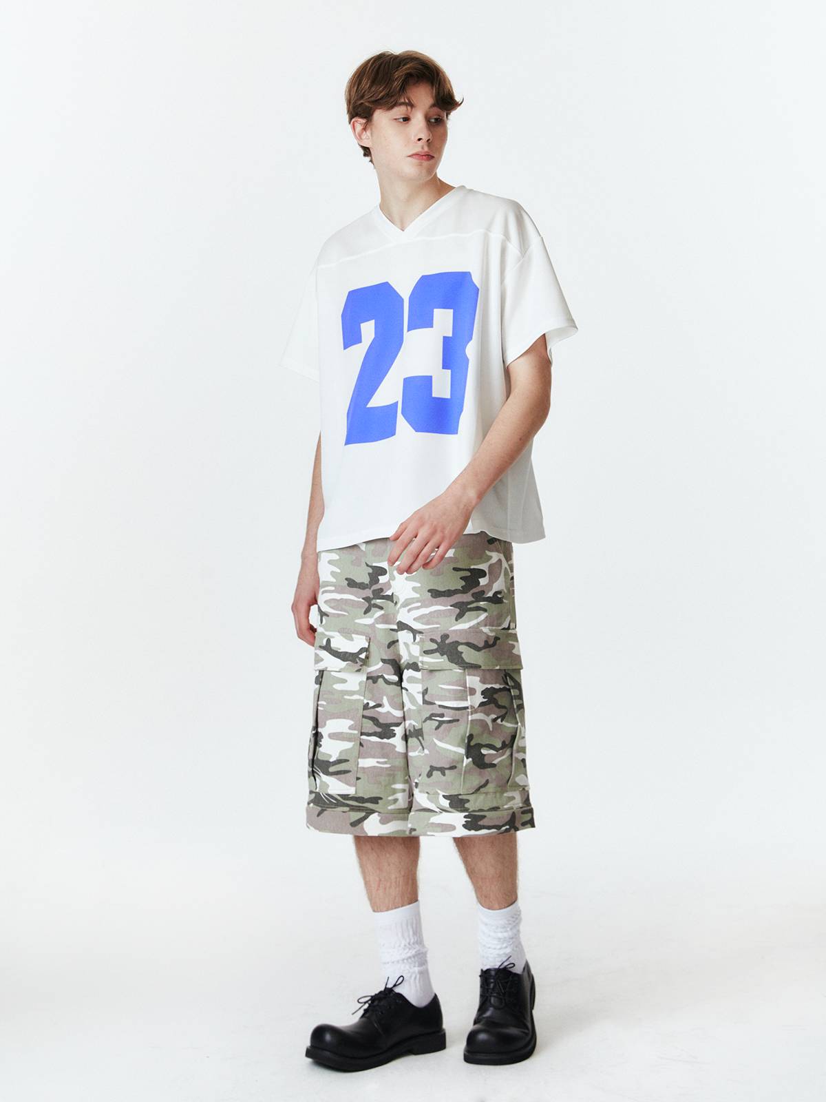 FOCUS LAB American football clothing short -sleeved short -width version No. 23 retro sports Team net eye jersey