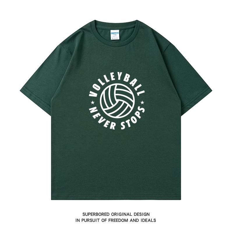 Volleyball without stopping the team training clothing short -sleeved T -shirt male summer cotton loose casual half -sleeved top