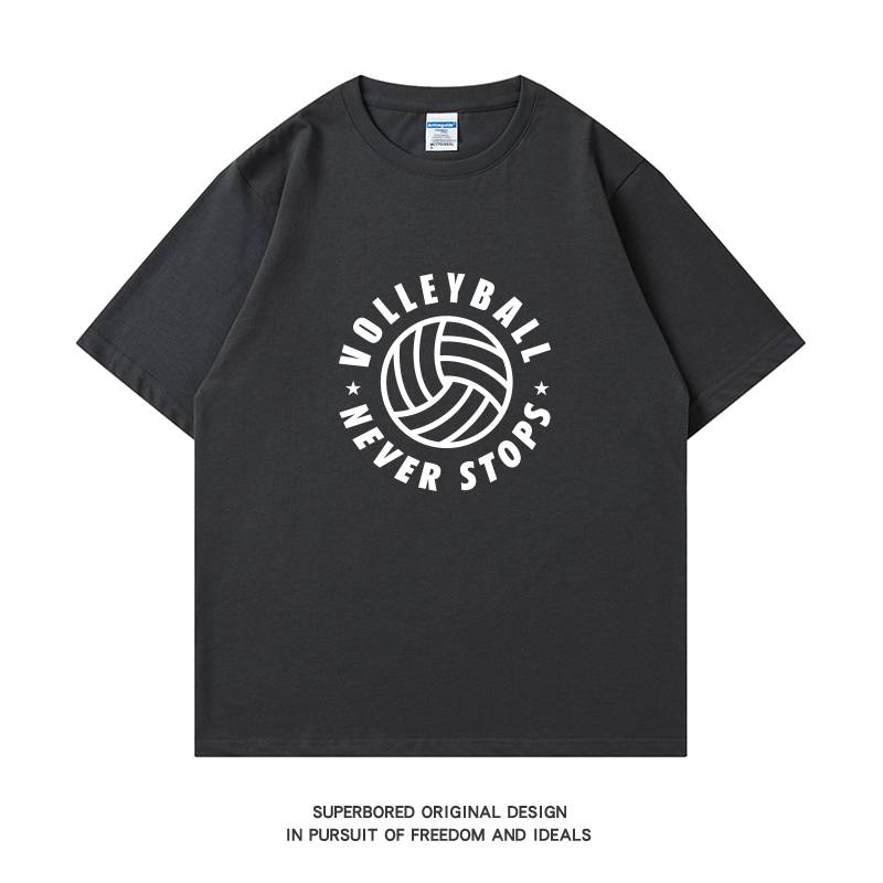 Volleyball without stopping the team training clothing short -sleeved T -shirt male summer cotton loose casual half -sleeved top