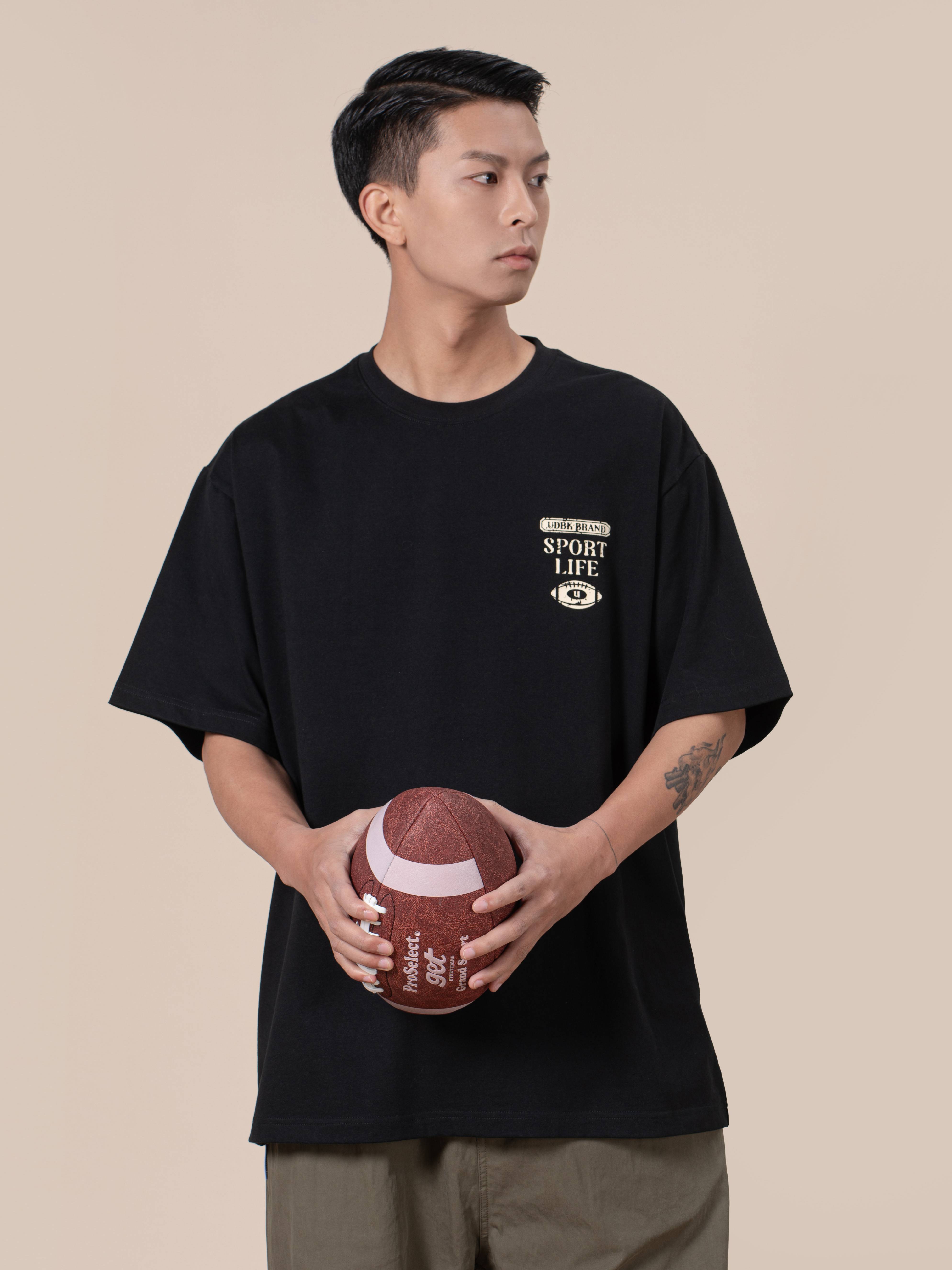 UnderBroken (UDBK) retro sports rugby is made of old printed 300g heavy cotton short -sleeved T -shirt tide